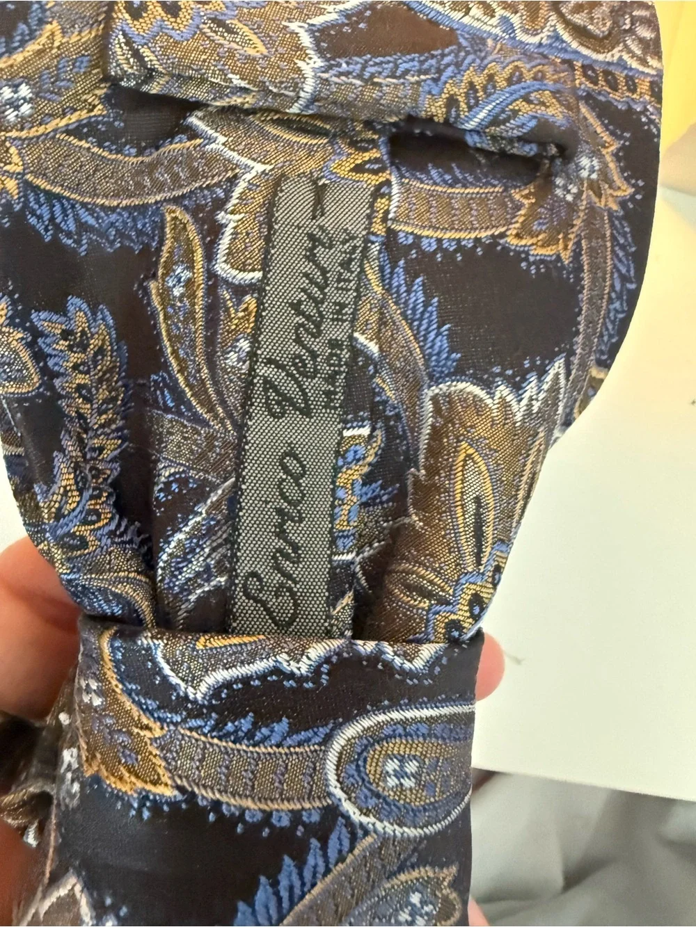 Vintage-Inspired Blue Cameo Tie Pin on Paisley Necktie